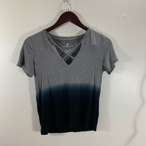 American Eagle xs Striped Blue Fade Shirt